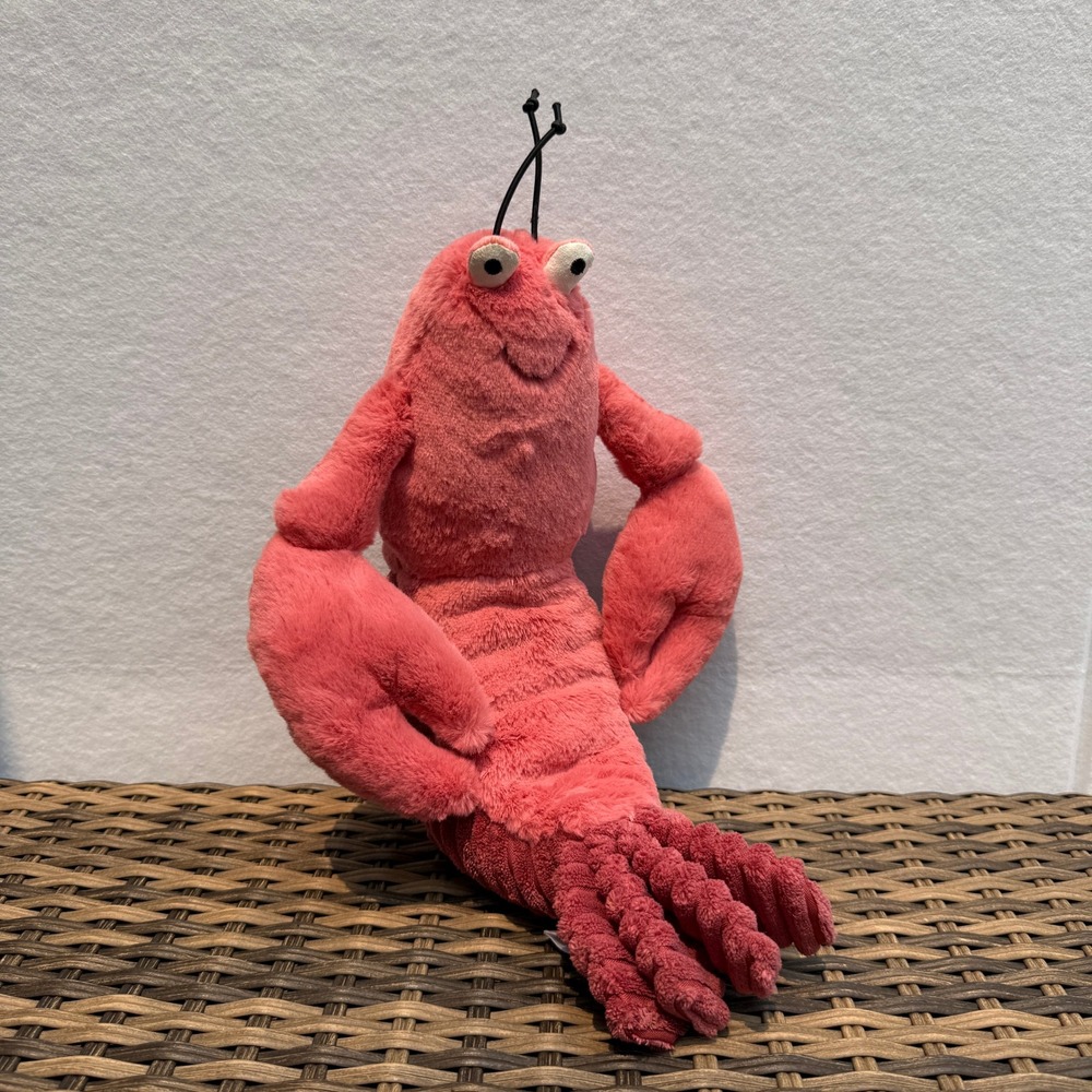 Retired Jellycat Larry Lobster Plush Stuffed Animal Pink 15" Authentic EUC